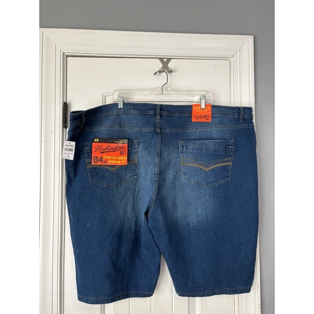Huntington Beach Club Mens Blue Denim Shorts Size 48 Waist New With Tags